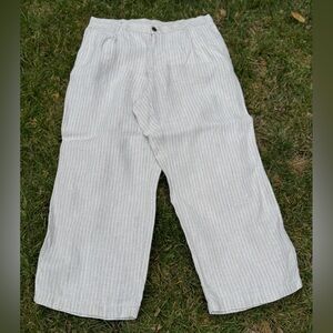 Lands' End Light Gray Striped Wide Leg Pants